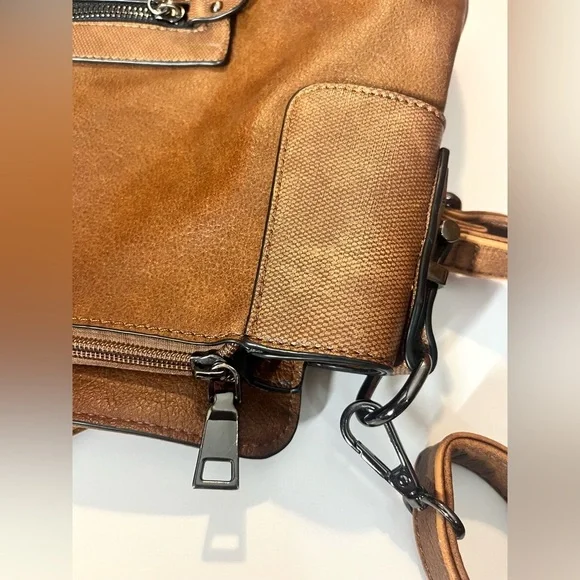 Realer Brown Faux Leather Bag Shoulder or Crossbody Purse Multiple Pockets - Picture 12 of 16